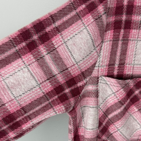 No Boundaries Pink & Gray Plaid Hooded Button & Zip Flannel Shirt Size Large - Picture 4 of 15
